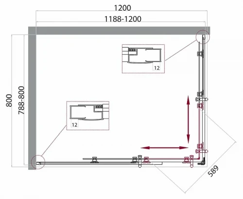 Душевой уголок BelBagno UNO-195-AH-2-120/80-C-Cr 120x80 профиль Хром стекло прозрачное
