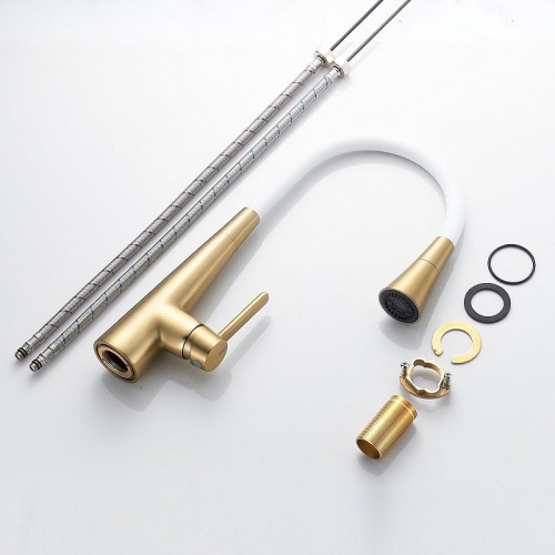 Смеситель для кухни Rose R213G цвет Золотой сатин Белый