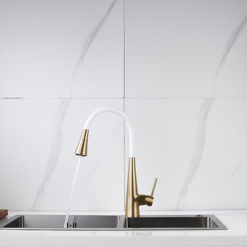 Смеситель для кухни Rose R213G цвет Золотой сатин Белый