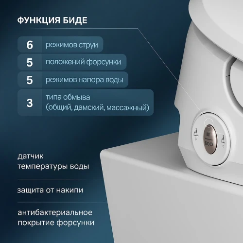 Унитаз биде AM.PM Func C8F1702SC подвесной с электронным сиденьем Микролифт фарфор подвесной