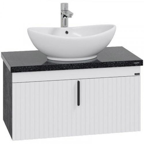 Тумба под раковину СанТа Юпитер 80 700358 подвесная Белая Темное дерево