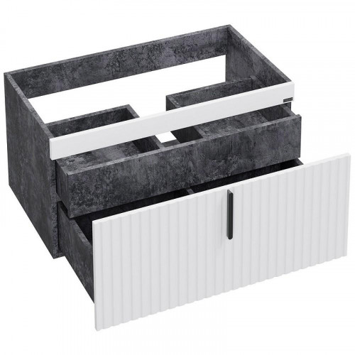 Тумба под раковину СанТа Юпитер 80 700358 подвесная Белая Темное дерево