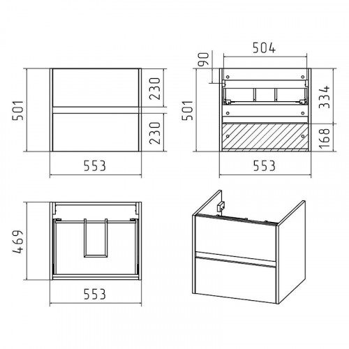 Тумба с раковиной Misty Алиса 58 УТ000011218 подвесная Белая