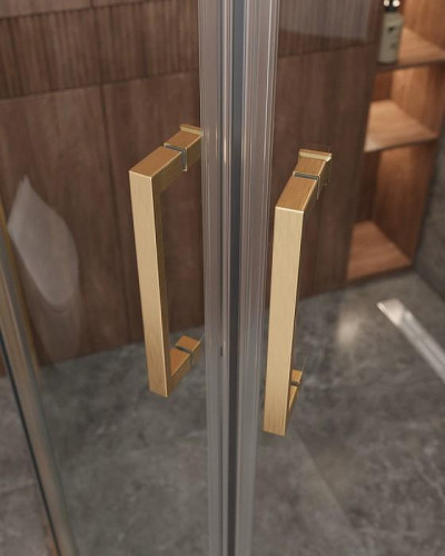 Душевой уголок Cezares Molveno 110x90 MOLVENO-RH-2-110/90-C-BORO-IV профиль Брашированное золото стекло прозрачное