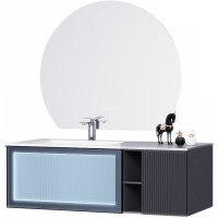Тумба с раковиной Orans BC-9013-1200L 120 90131200L подвесная Matt Deep Ocean стекло
