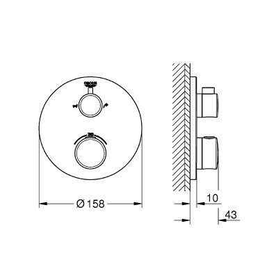 Смеситель для душа Grohe Grohtherm 24077000 с термостатом Хром латунь встраиваемый