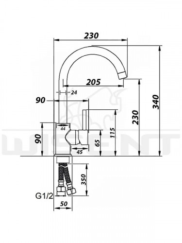Смеситель для кухни Wisent W4998-3-U цвет Графит