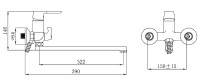 Смеситель для ванны Ростовская Мануфактура Сантехники SL123-006E универсальный Хром цинк на стену