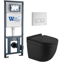 Комплект унитаза с инсталляцией WeltWasser MARBERG 410 + HEIMBACH 043 MT-BL + MAR 410 SE GL-WT 10000012250 цвет Белый глянцевый с сиденьем Микролифт и клавишей смыва цвет Белый глянцевый