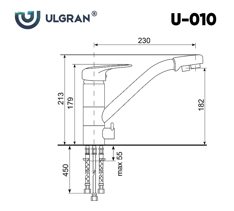 Смеситель для кухни Ulgran Classic U-010-344 Ультра-черный латунь