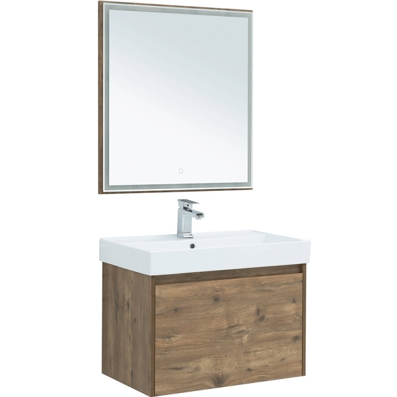 Зеркало Aquanet Nova Lite 75 249513 с подсветкой Дуб рустикальный МДФ / ЛДСП, стекло