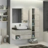 Тумба с раковиной Comforty Прага 90 00-00014424 подвесная Дуб белый Белая глянцевая Графит МДФ / ЛДСП