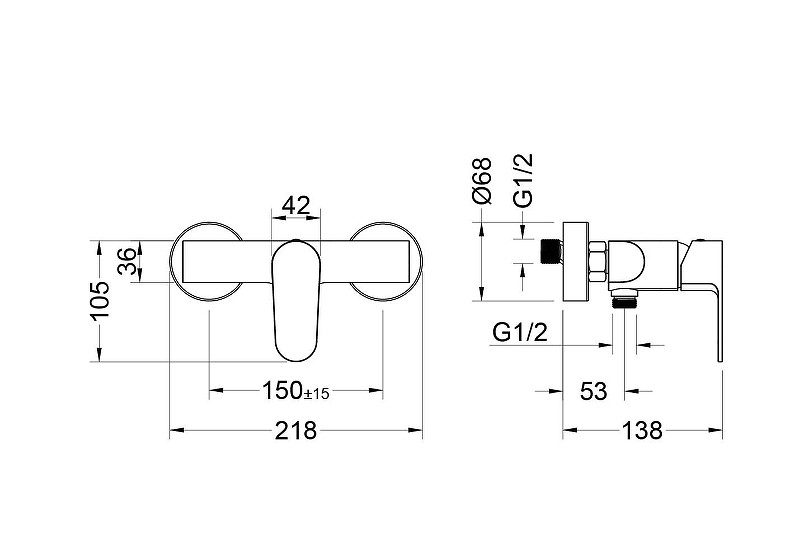 Смеситель для душа Aquatek Оберон AQ1260BG цвет Золото шлифованное
