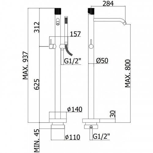 Смеситель для ванны Paffoni Jo JO032CR цвет Хром