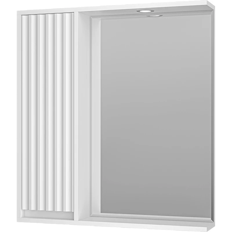 Зеркало со шкафом Brevita Balaton 75 L BAL-04075-01-Л с подсветкой Белое матовое МДФ / ЛДСП, стекло