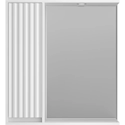 Зеркало со шкафом Brevita Balaton 75 L BAL-04075-01-Л с подсветкой Белое матовое МДФ / ЛДСП, стекло
