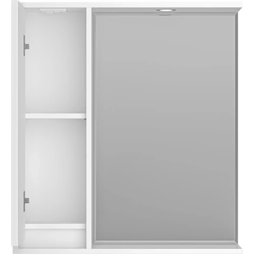 Зеркало со шкафом Brevita Balaton 75 L BAL-04075-01-Л с подсветкой Белое матовое МДФ / ЛДСП, стекло