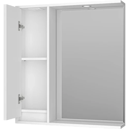 Зеркало со шкафом Brevita Balaton 75 L BAL-04075-01-Л с подсветкой Белое матовое МДФ / ЛДСП, стекло