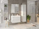 Зеркало со шкафом Brevita Balaton 75 L BAL-04075-01-Л с подсветкой Белое матовое МДФ / ЛДСП, стекло
