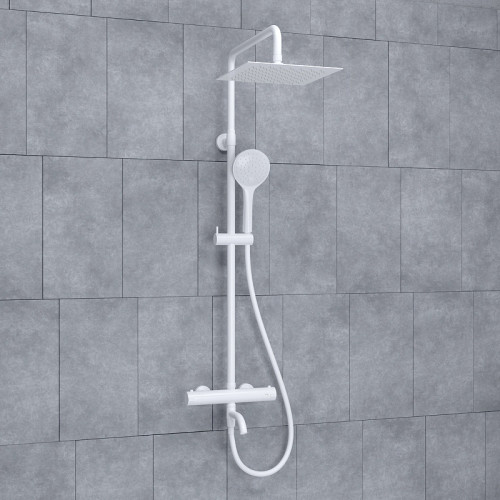 Душевая система WasserKRAFT A188.254.155.WM Thermo с термостатом Белая матовая латунь на стену