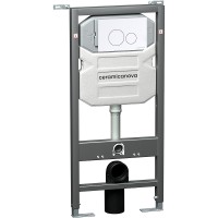 Комплект унитаза с инсталляцией Ceramicanova Balearica CN6000_1001W_1000 с сиденьем Микролифт и Белой клавишей смыва фарфор подвесной