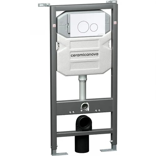 Комплект унитаза с инсталляцией Ceramicanova Balearica CN6000_1001W_1000 с сиденьем Микролифт и Белой клавишей смыва фарфор подвесной