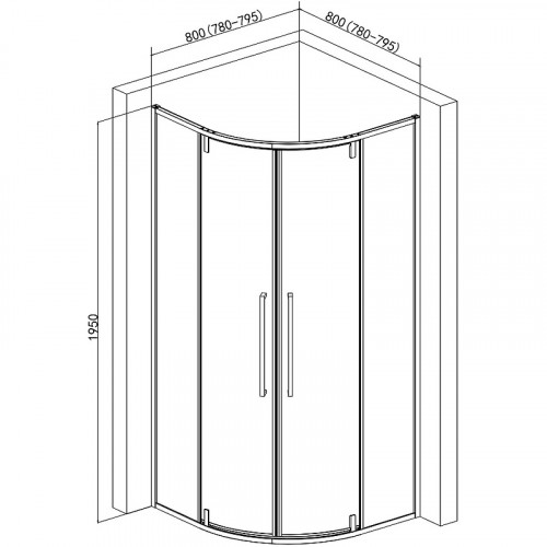 Душевой уголок AQUAme 80x80 AQM7101-8 профиль Хром стекло прозрачное