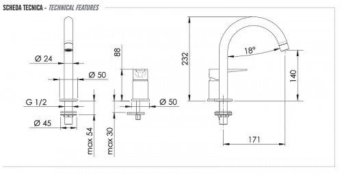 Смеситель для раковины Remer Winner W57 цвет Хром
