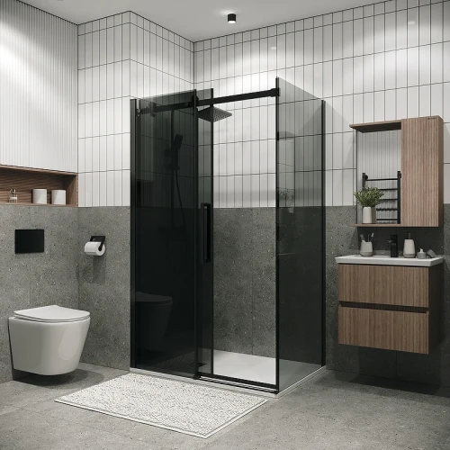 Душевой уголок Grossman Classic 130х80 120.K33.04.1380.21.10 профиль Черный матовый стекло тонированное