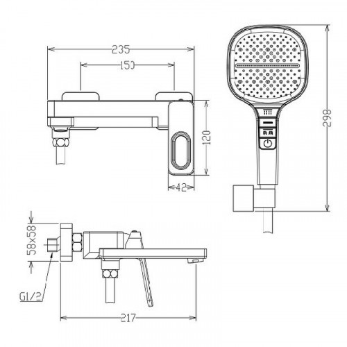 Смеситель для ванны Raglo R51.30 Хром латунь на стену