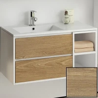 Тумба с раковиной SanVit Мэри-4 90 L kmery904 с фактурой под дерево подвесная Карпатская ель МДФ / ЛДСП