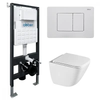 Комплект унитаза с инсталляцией Abber Rechteck AC1220TC-AC0105-AC0120MW цвет Белый с сиденьем Микролифт