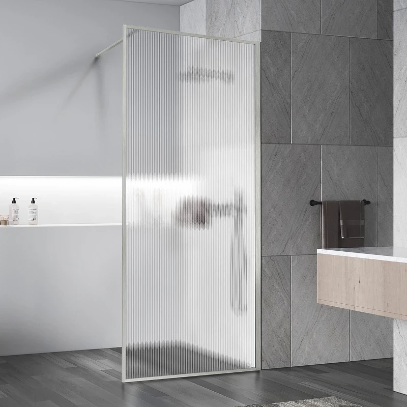 Душевая перегородка Vincea Волк-Ин (Walk-In) 100 VSW-1HP100FLBN профиль Брашированный никель стекло рифленое
