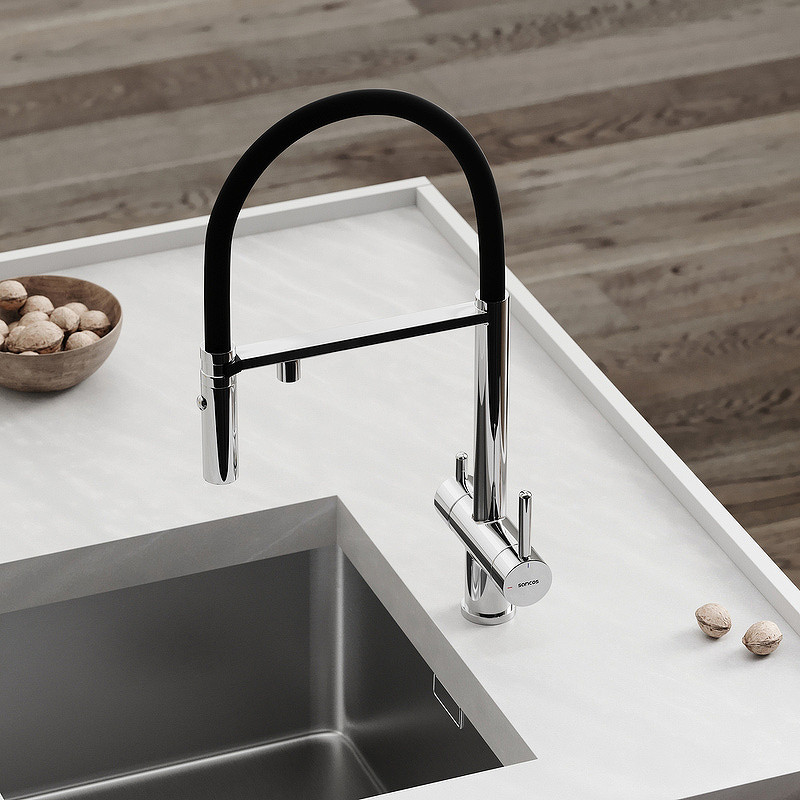 Смеситель для кухни Sancos Imola SC4010CH Хром Черный латунь