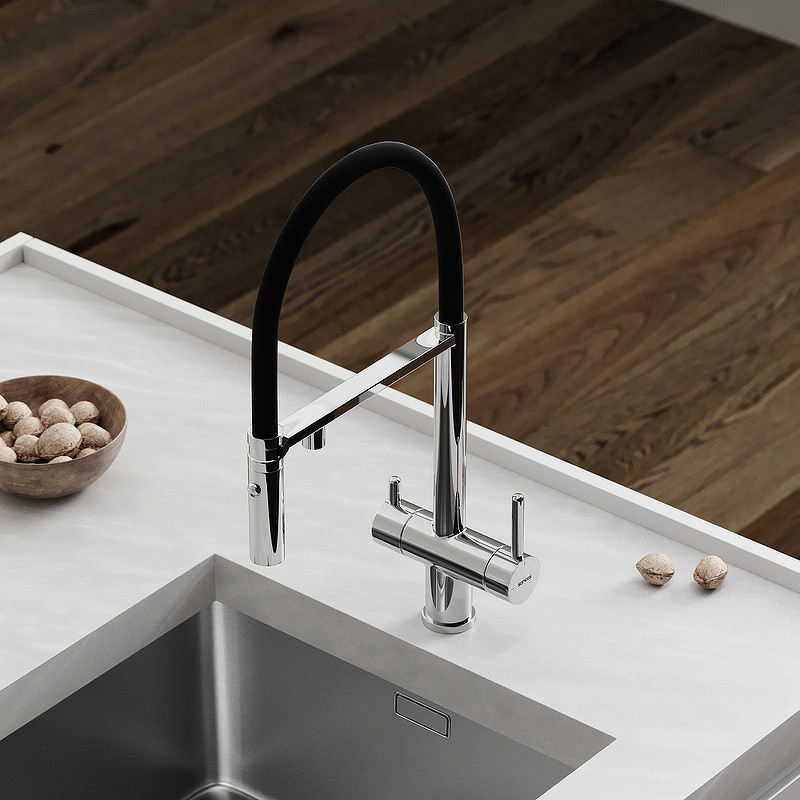 Смеситель для кухни Sancos Imola SC4010CH Хром Черный латунь