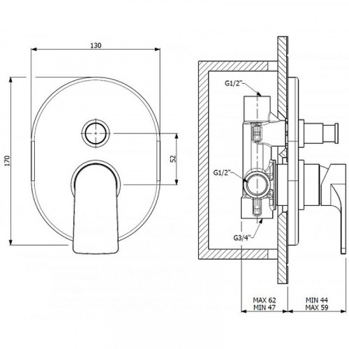 Смеситель для душа Cezares LAGOS-VDIM-01 Хром латунь встраиваемый