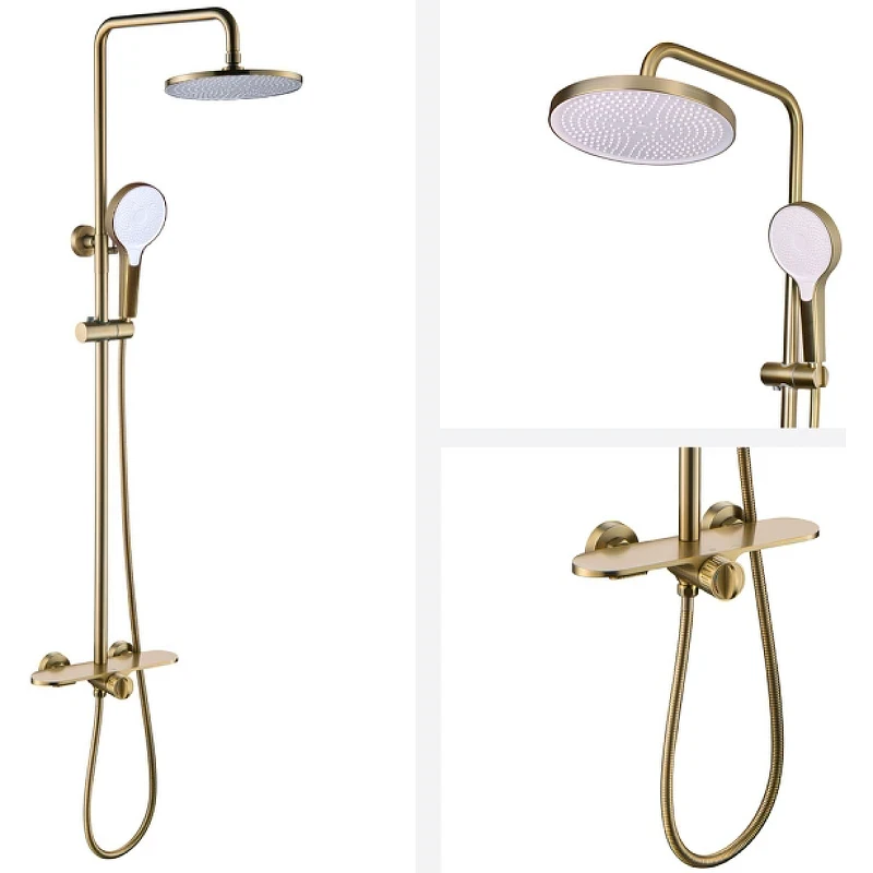 Душевая система Bronze de Luxe Icon 80112CG Золото матовое латунь на стену