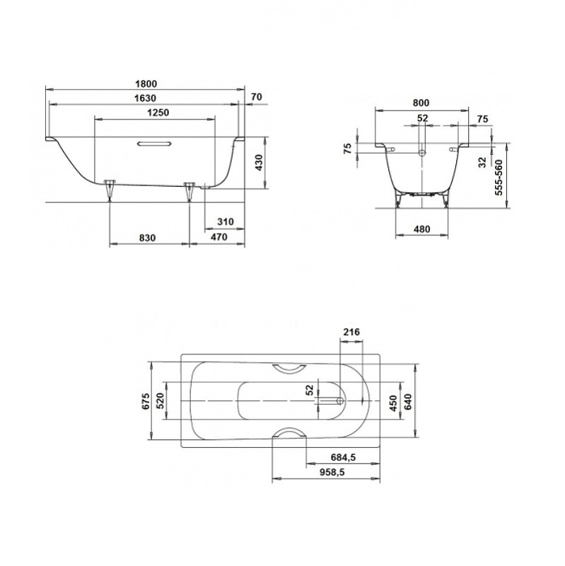 Стальная ванна Kaldewei Saniform Plus 375-1 180x80 112800013001 с покрытием Easy-clean
