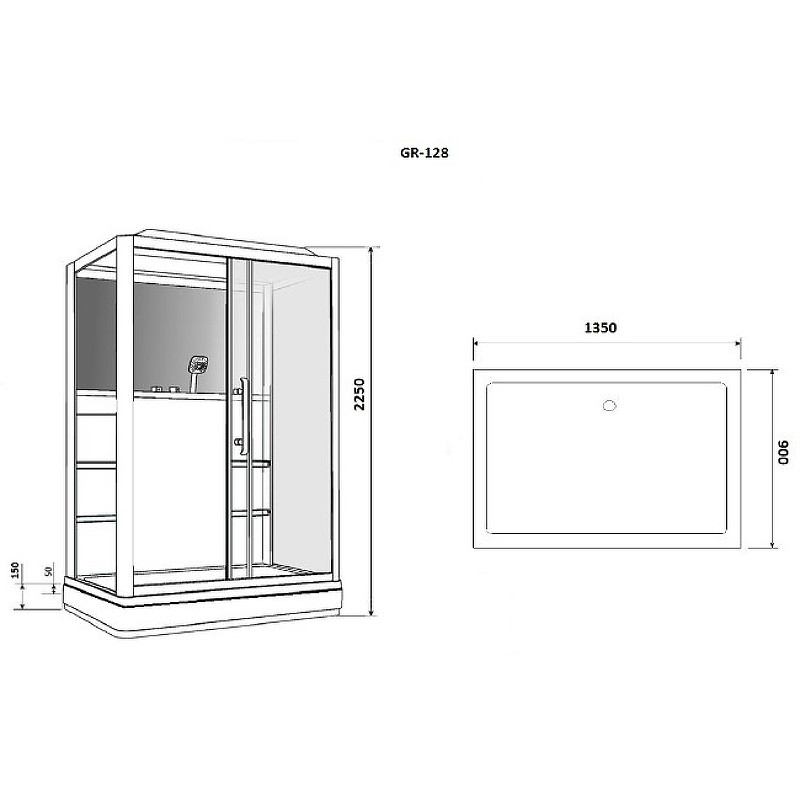 Душевая кабина Grossman 135x90 GR128L с гидромассажем