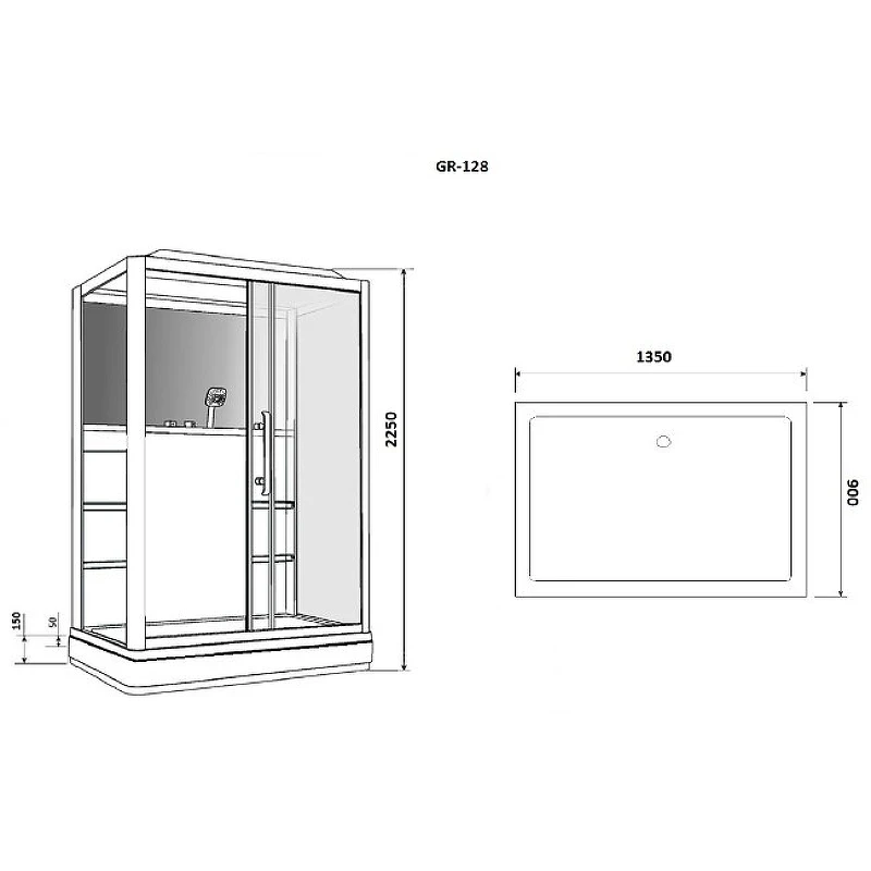 Душевая кабина Grossman 135x90 GR128L с гидромассажем