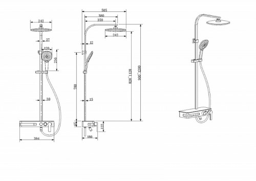 Душевая система Bravat Meissen F6277312CP-A-ENG Хром латунь на стену