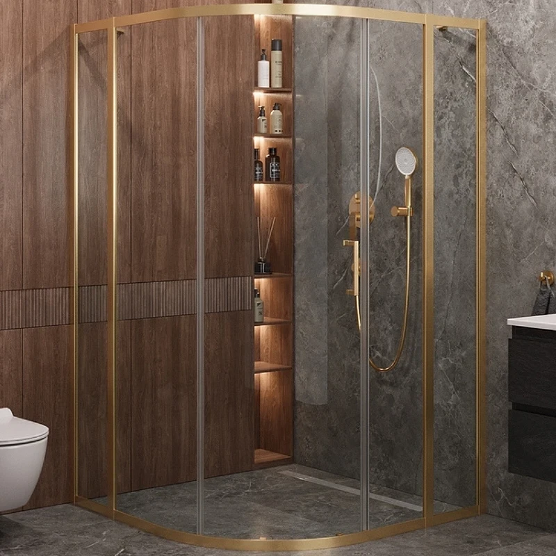 Душевой уголок Cezares Molveno 110x110 MOLVENO-R-11-90+20-C-BORO-IV профиль Брашированное золото стекло прозрачное