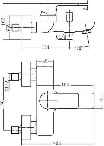 Смеситель для ванны Aquanet Arctic AF520-20СW 216776 Хром Белый латунь на стену