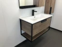 Тумба с раковиной Comforty Бонн 90 00-00003466 подвесная Дуб темный МДФ / ЛДСП