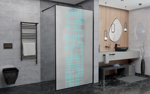 Душевая перегородка Avacan LB120MT профиль Цвет черный стекло Матовый с рисунком