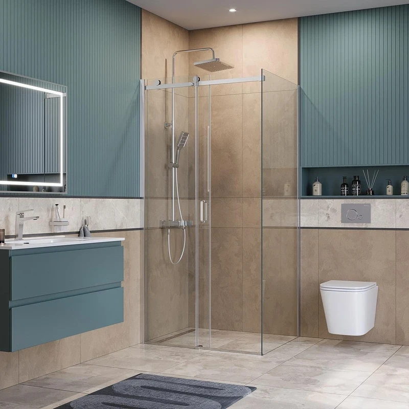 Душевой уголок BelBagno Soft Close-2 100x80 SOFT_CLOSE-2-AH-1-100/80-C-Cr профиль Хром стекло прозрачное