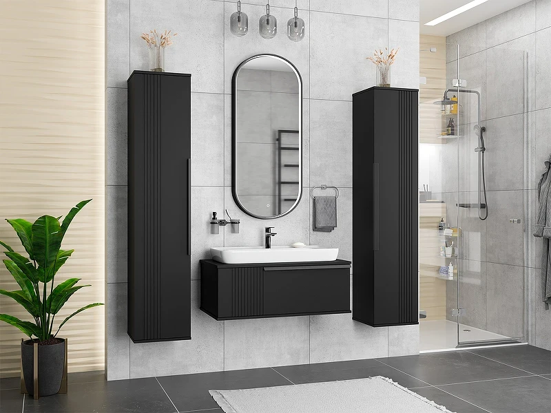 Шкаф пенал Brevita Savoy 35 SAV-05035-030 подвесной Черный матовый МДФ / ЛДСП