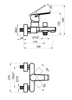 Смеситель для ванны Azario Treya AZ-156805024 Черный латунь на стену