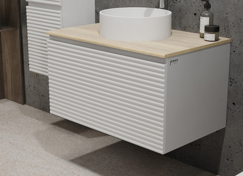 Тумба под раковину Jorno Cossety 80 Coss.01.80/P/W-DG/JR подвесная Белый МДФ / ЛДСП