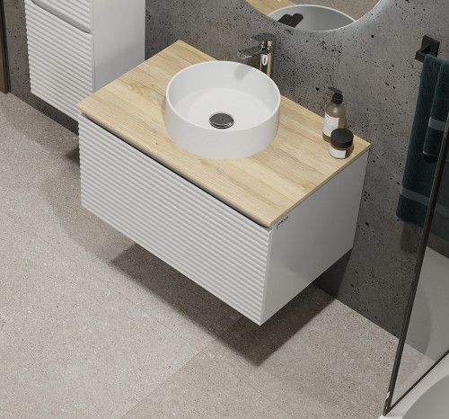 Тумба под раковину Jorno Cossety 80 Coss.01.80/P/W-DG/JR подвесная Белый МДФ / ЛДСП